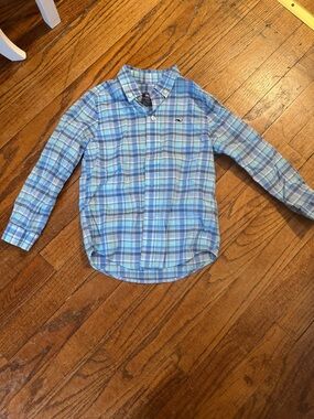 Vineyard Vines Boys Blue Plaid Button-Down Shirt